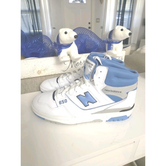 New Balance 650 White And Blue High Top Heritage Blue BB650RCK Size 10 M - Picture 3 of 8